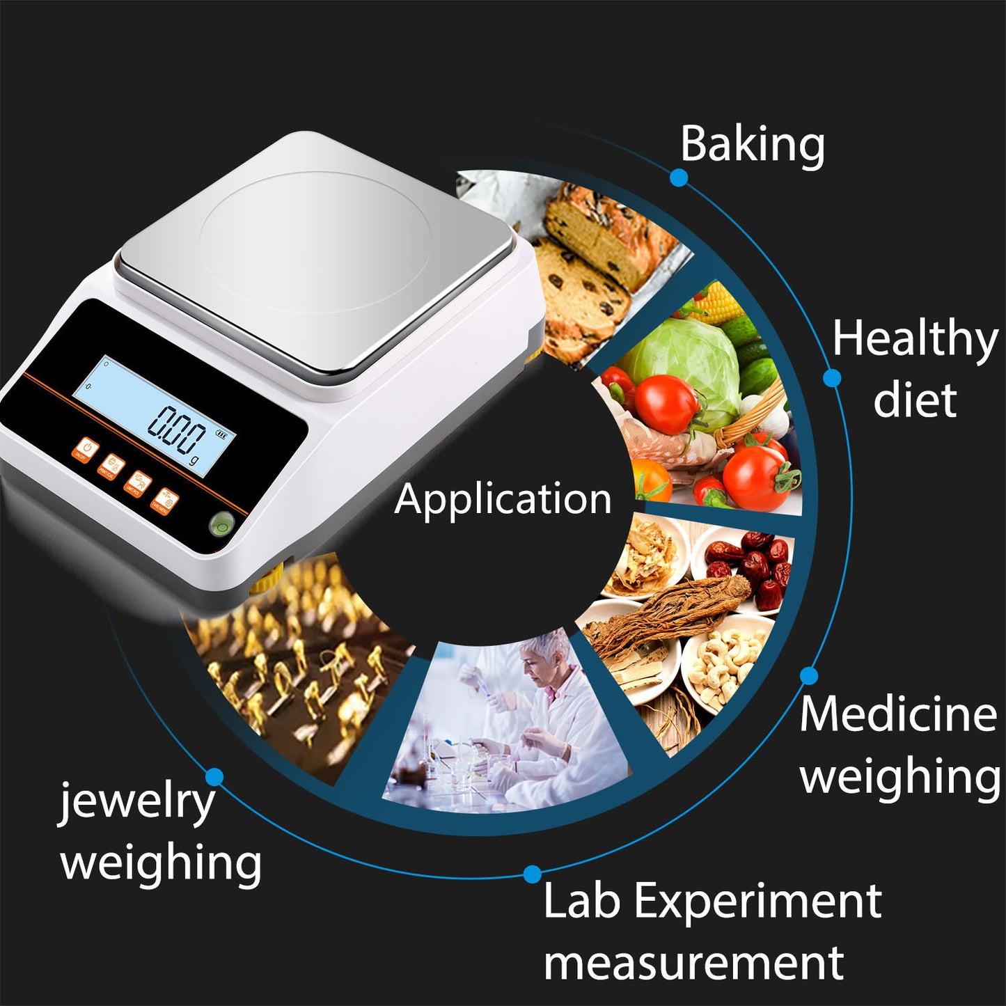 RUISHAN High precision balance 0.01g ( LCD display+Reinforced ABS base )