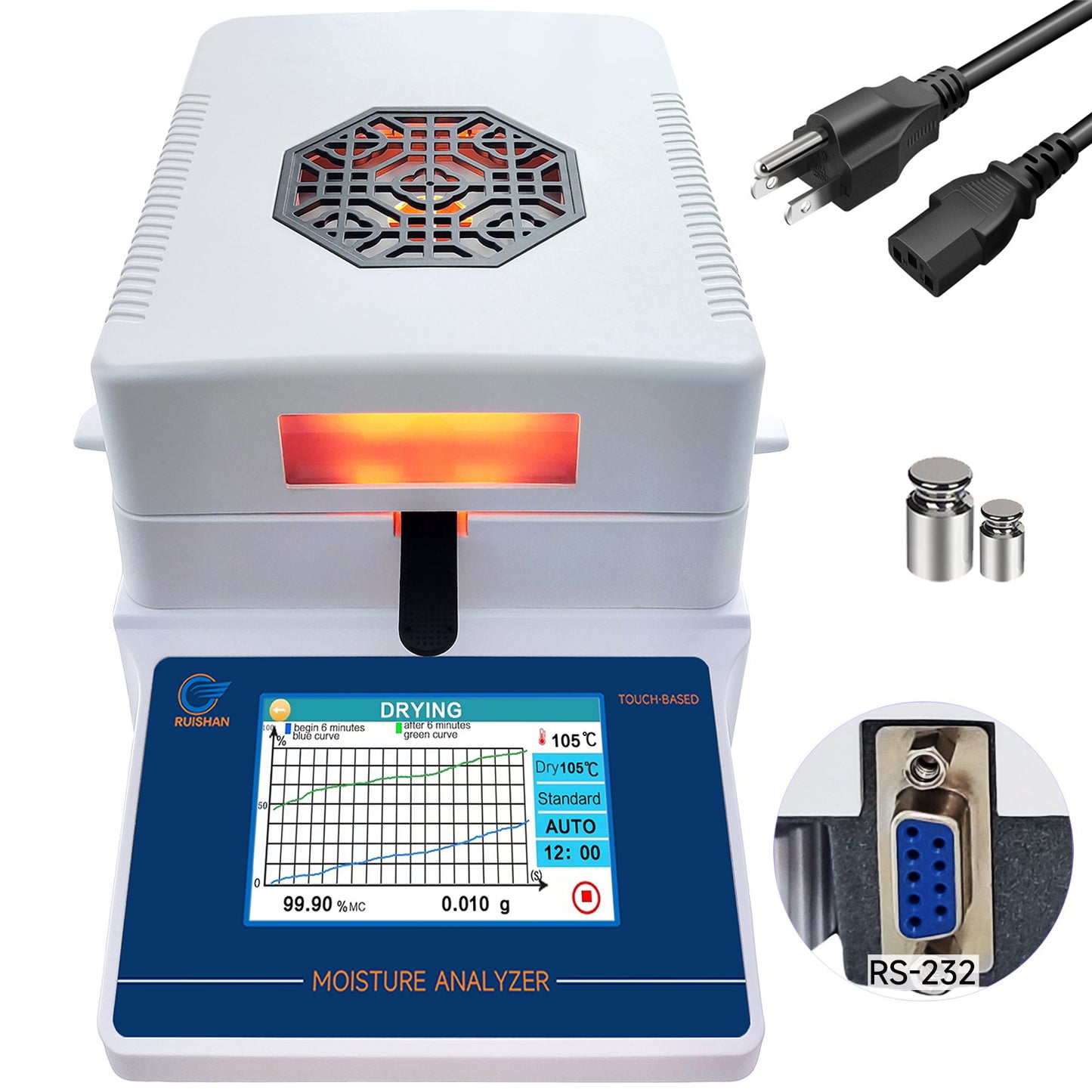 RUISHAN Halogen Heating Lab Moisture Analyzer Touch Screen with RS232 ports | PT series