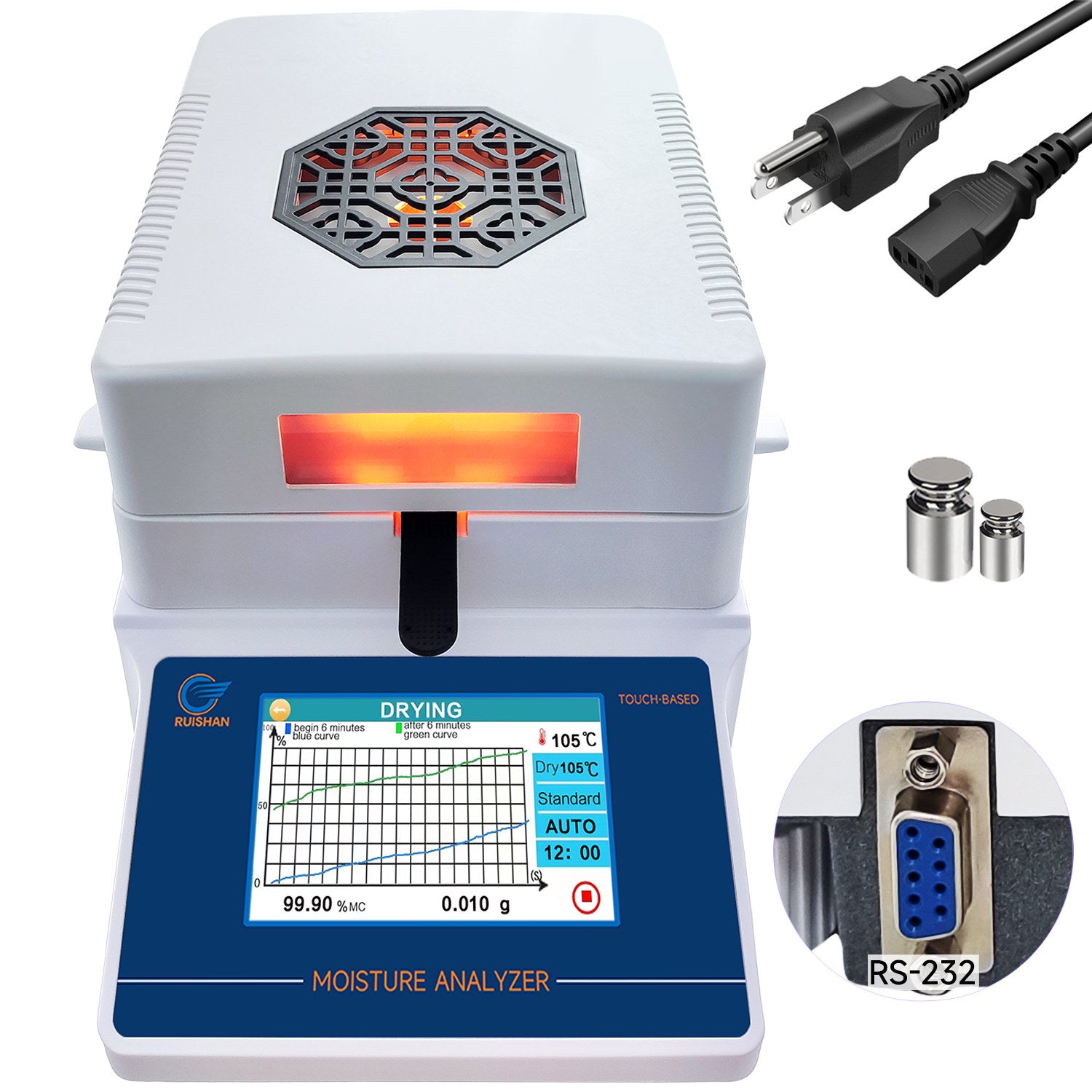 Halogen Analyzer RUISHAN Halogen Heating Lab Moisture Analyzer Touch Screen with RS232