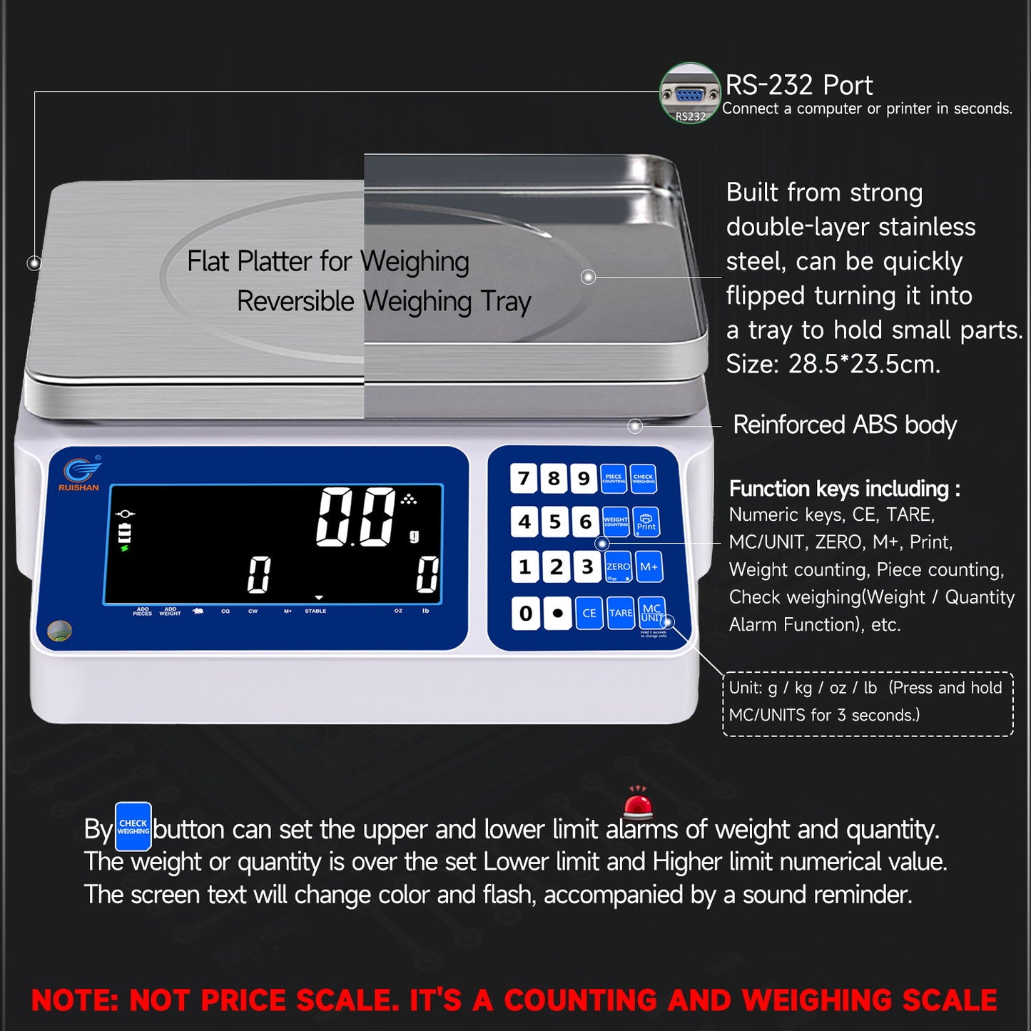 RUISHAN Industrial Scientific Counting Scale with RS232 with Alarm