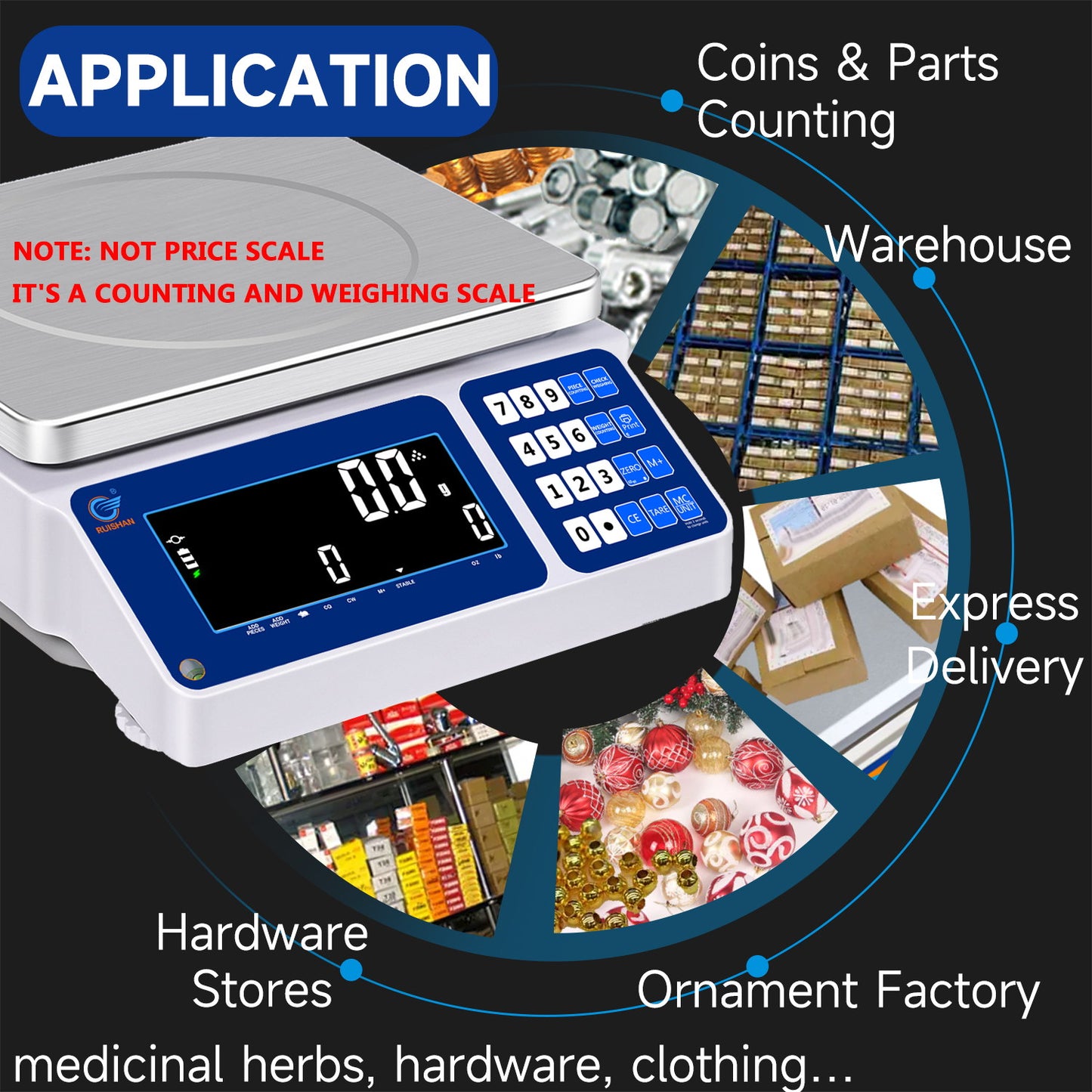 RUISHAN Industrial Scientific Counting Scale with RS232 with Alarm