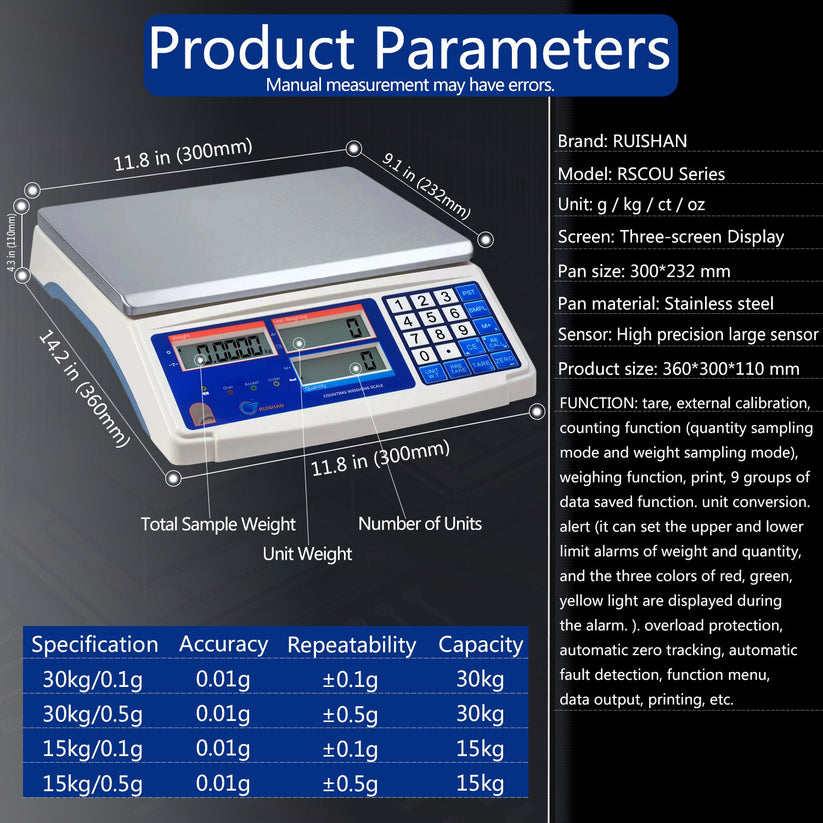 RUISHAN Industrial Scientific Scale with Rs232 with Three-Color Indica