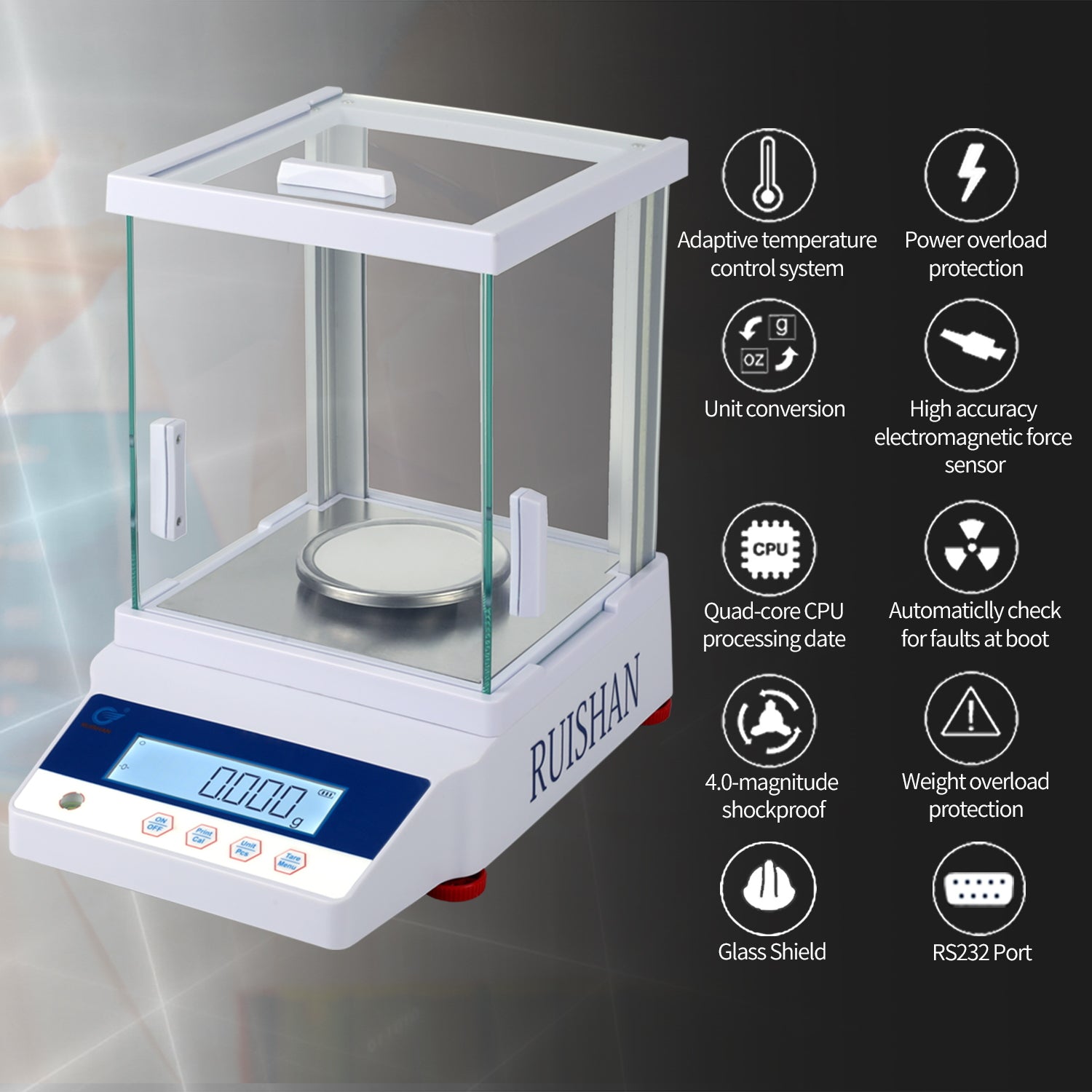 RUISHAN Precision Lab Scale 5000gx0.01g Digital Scale Accurate Electronic  Balance Toploading Laboratory Analytical Balance Industrial Counting Scale
